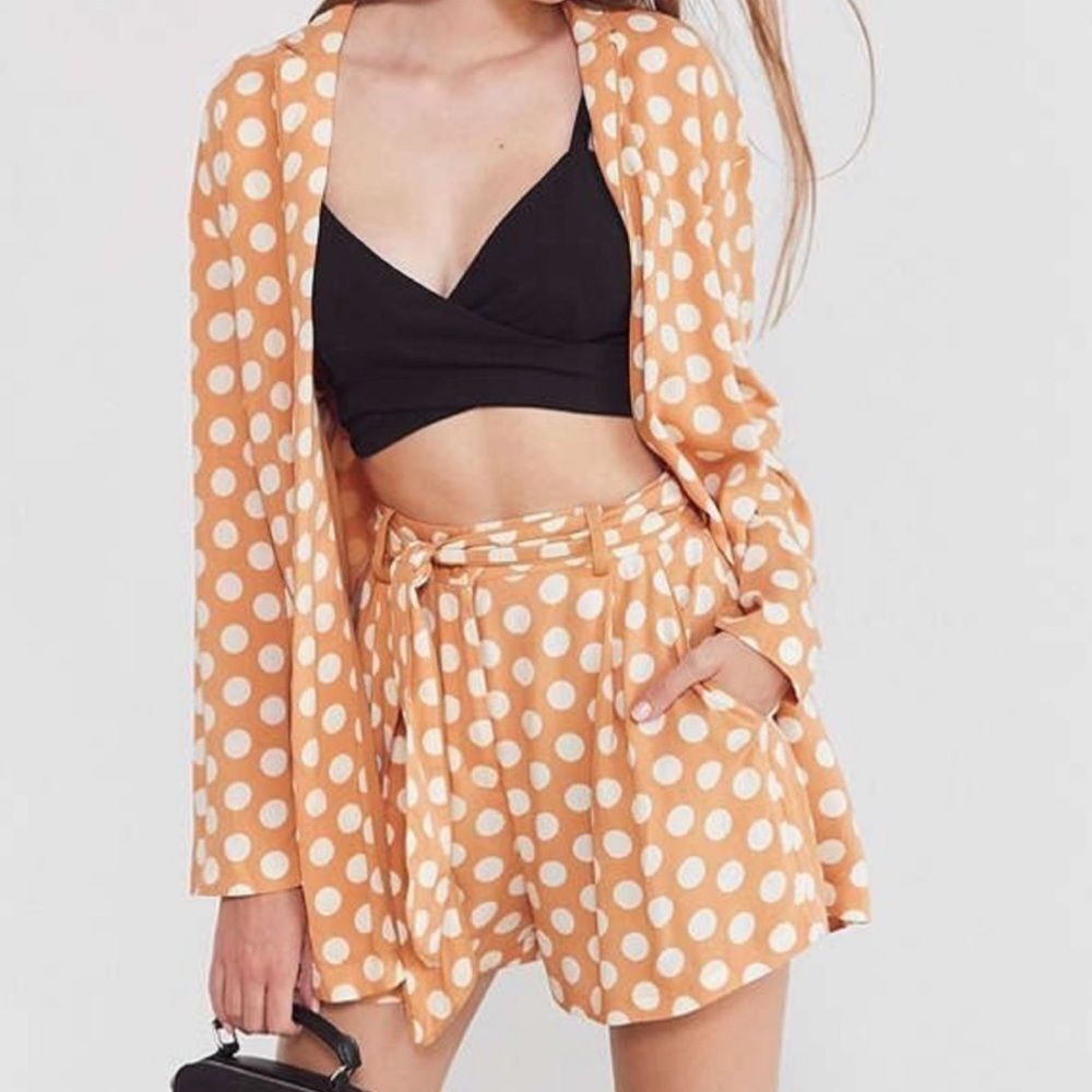 EUC Urban Outfitters Cooperative Orange Polka Dot Blazer Small